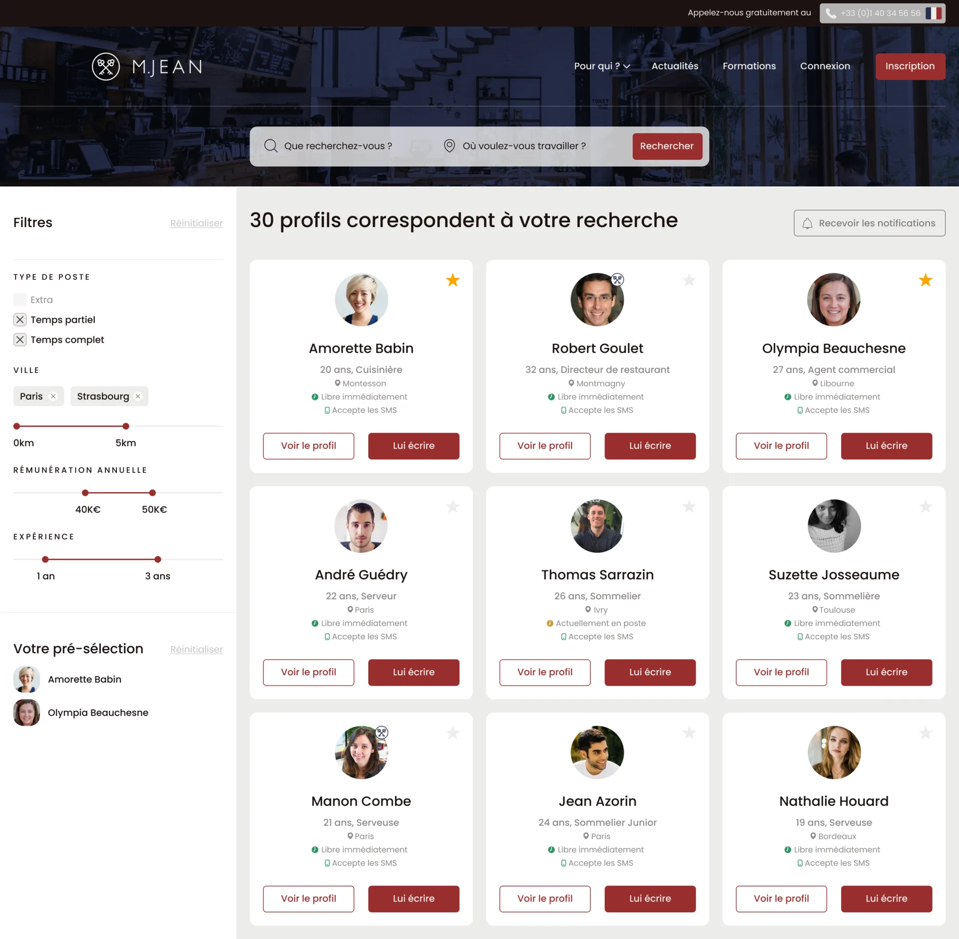 Monsieur Jean: the search where venues find candidates